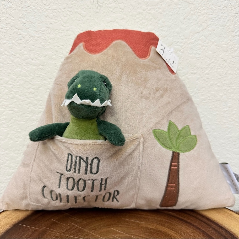 NWT- Dino Tooth Collector Plush Tooth Fairy Pillow Set by Mon Ami